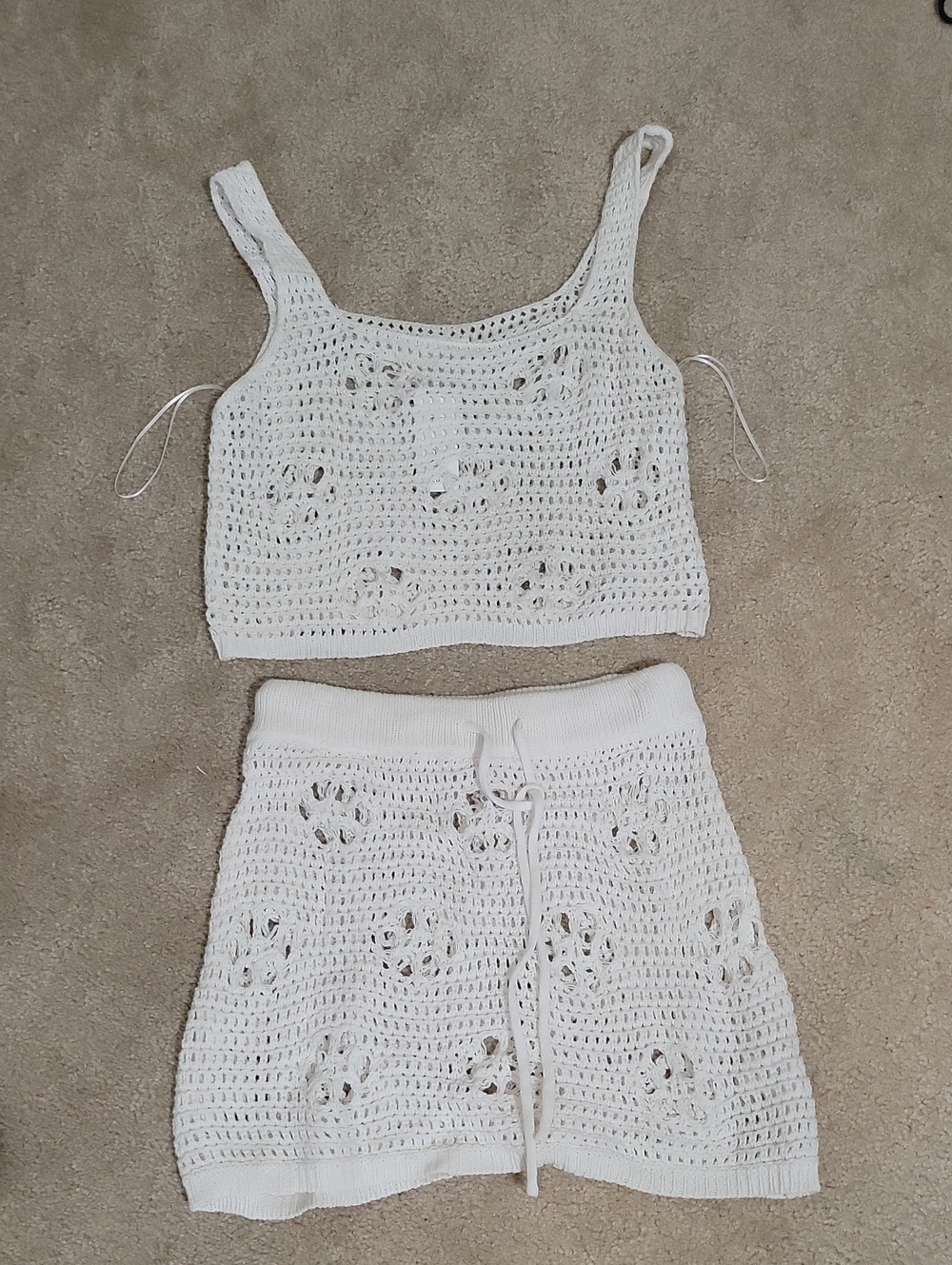 White Crochet Drawstring Shorts - Women